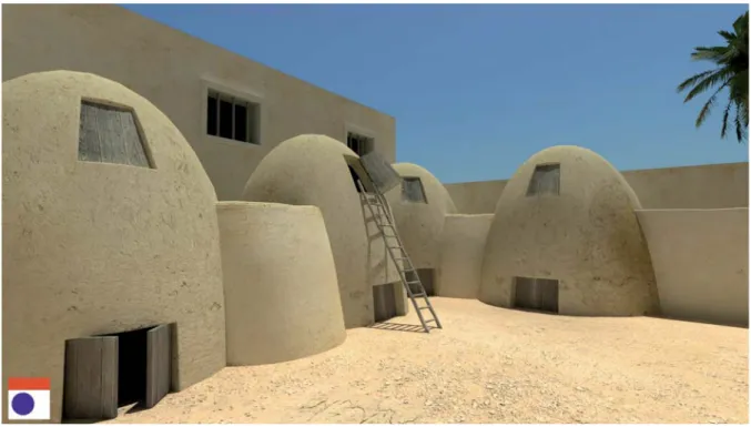 Fig. 4.  Étude de la restitution des greniers de la maison de Djehoutymes à Amarna (Version V2/2008).