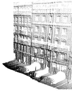 Figure 1. Urban scene, range scanning alone To add textures, additional cameras may be added to the mobile mapping system, and the information are combined during post-processing [1, 4]