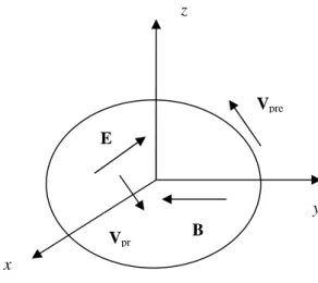 Figure 2 shows a surface perpendicular to the axis OZ , where the directions of the electric and magnetic fields (25) and praons’ velocities are shown according to (27)
