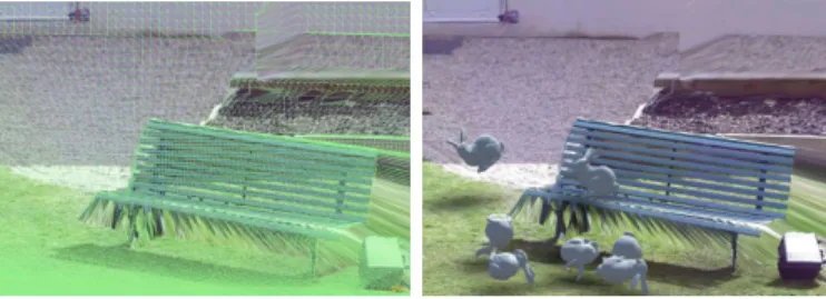 Fig. 3. The monoscopic panorama plus depth mesh immediately enables effects such as collision handling and shading.