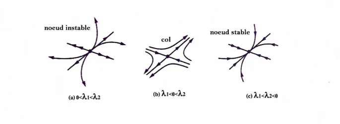 Figure 1.2 – Valeurs propres réelles, non nulles et distinctes.