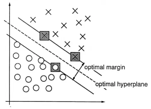 Figure 4: SVM hyper-plane seprating two classes [30].  