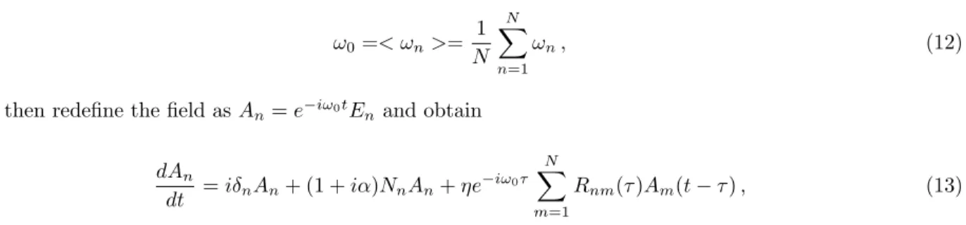 Figure 2. Order parameter r(t) as a function of time for two mean square deviations of the detuning, σ 2 = 0.1004 and σ 2 = 0.067.