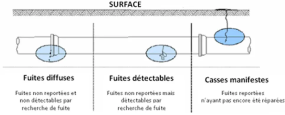 Figure 1 : Décomposition des fuites en trois états (d’après concept BABE [29]) [26] 