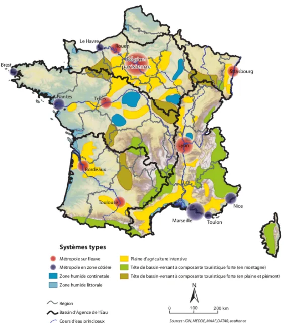 Illustration 4 : Répartition schématique des sept systèmes-types majeurs sur la France  métropolitaine (Réalisation : UMR-TETIS)