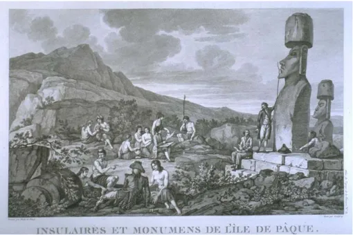 Figure 3. « Insulaires et monuments de l’Ile de Pâque ». Voyage de La Pérouse  Autour du Monde