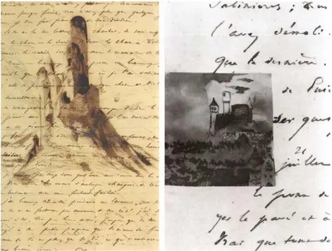 Figure 4. Victor Hugo. Récits et dessins de voyage (Hugo, 2007). À gauche : La  souris (Velmich), septembre 1840 – Pour mon charlot 7 