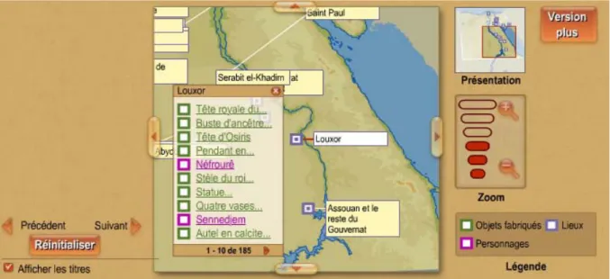 Figure 23. Le mode d’exploration « Carte » du site Internet L’Égypte Éternelle [21]. 