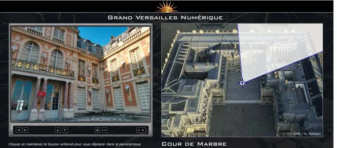 Figure 33. Orienter la vue dans un panorama 360°. Site Internet Grand Versailles  Numérique [9]
