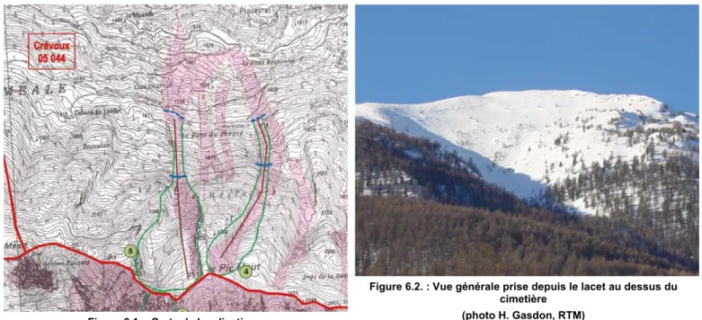 Figure 6.1. : Carte de localisation   site EPA n°4 commune de Crévoux,   lieu d’un accident d’avalanche le 15 février 2007 