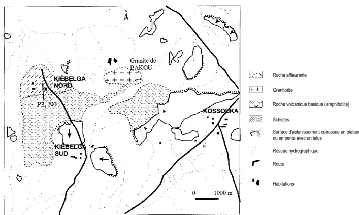 Fig 3 – Carte géomorphologique du site de Kièbelga, province du Yatenga. 