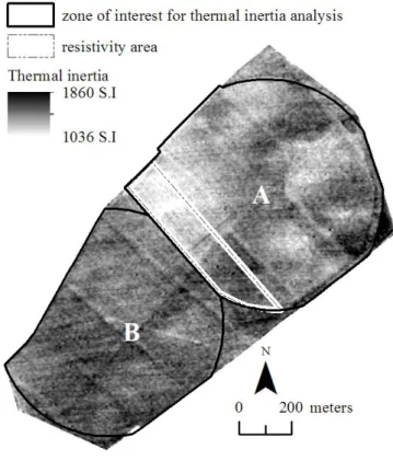 Figure 3. Apparent thermal inertia of the subsoil layer deduced  from brightness temperature in the 10.5 – 12.5 µm channel