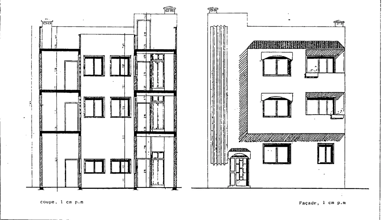 Fig. 2.1 : Façade et. coupt- Ou même plan-ly