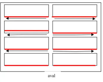 Figure 4 : Vue de dessus d’une parcelle avec planches perpendiculaires au sens de la pente 