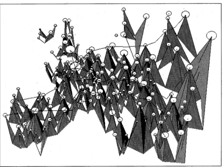 Fig. 5 — Routes et TGV, durée de traversée des agglomérations (vue à 45°) 