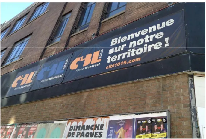 Figure 3.2 Affiches de la radio CIBL au coin Ste-Catherine et St-Laurent 