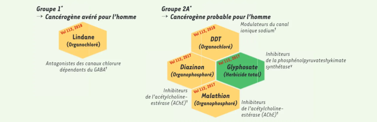 Figure 1. Pesticides associés à la survenue d’hémopathies malignes d’après le centre International de recherche sur le cancer (CIRC)