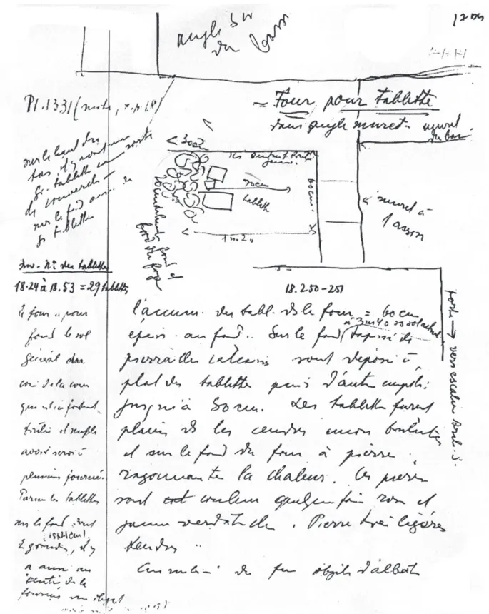 Fig. 3 -  Reproduction de la p. 17 bis des notes de fouille de C. Schaeffer, campagne de 1954.
