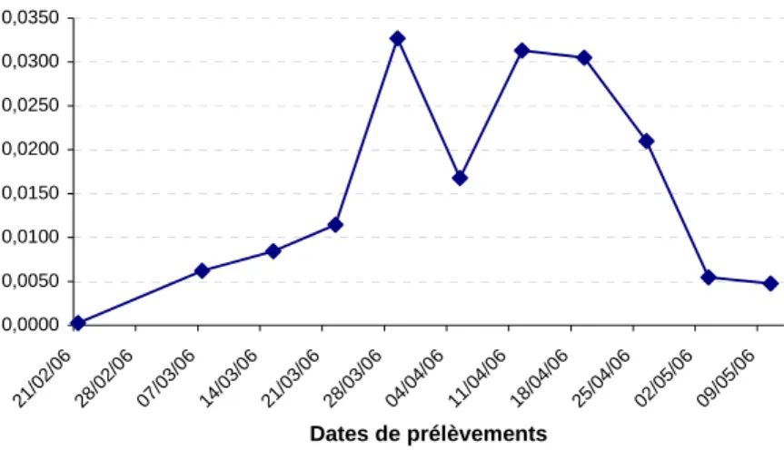 Figure 17 : Captures par unité d’effort de pêche (CPUE) calculées par volume filtré et par sorties 