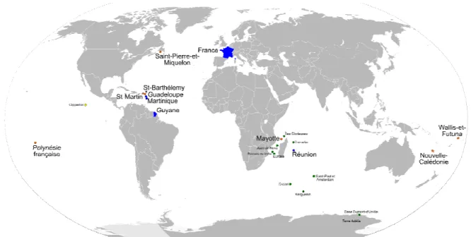 Figure 2 - La France d’Outre-mer (source http://fr.wikipedia.org/wiki/France_d’outre-mer)