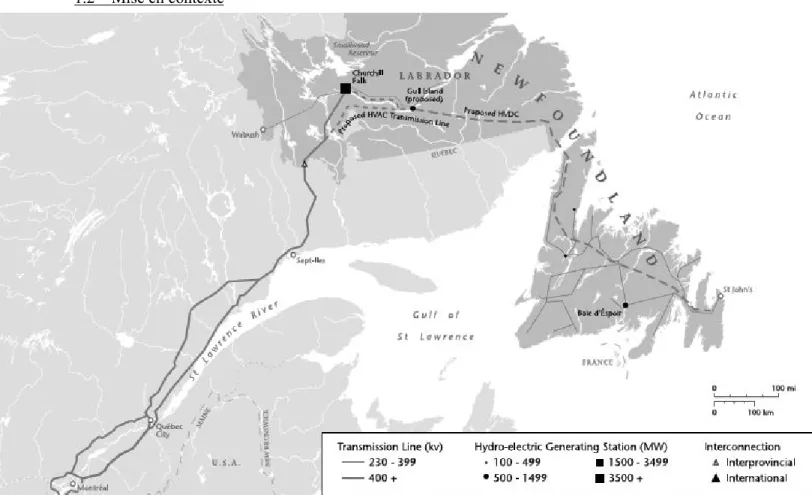 Figure 1 – Localisation du projet hydroélectrique de Churchill Falls, Source : Froschauer (1999) 