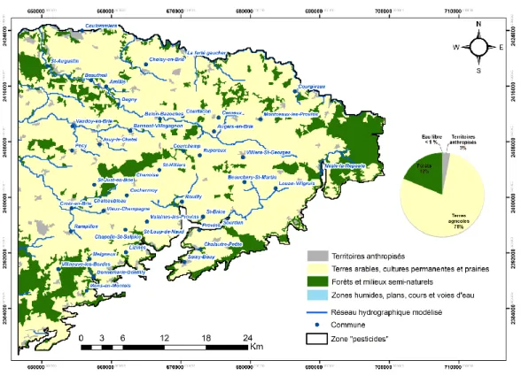 Figure 14 : Occupation du sol à l’échelle de la zone d’étude selon la base de données  CorineLandCover 