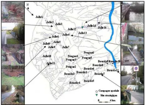 Figure 1 : Localisation des sites de prélèvements lors de la campagne de janvier 2011 