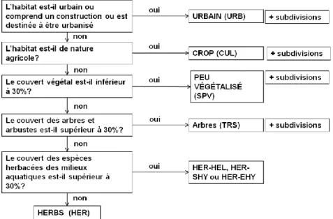 Figure 2. Arbre de décision pour l’identification des habitats sur le terrain (niveau 1)