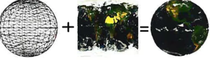 FIG. 2.1 — La texture est plaquée sur la sphère. Image de la terre tirée de la banque d’images du NOAA [Lib].