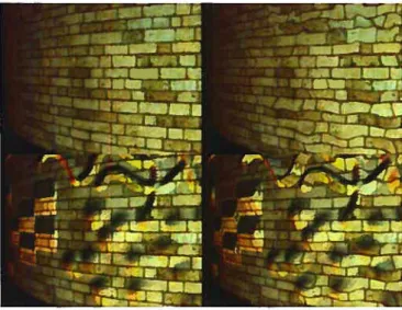 FIG. 2.2 — (gauche haut) placage de texture; (gauche bas) placage de textures et reliefs;