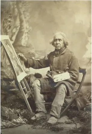 Figure 5.  Louis-Prudent  Vallée.  Zacharie  Vincent  travaillant  devant  son  chevalet  à  un  autoportrait  (titre  non  officiel)