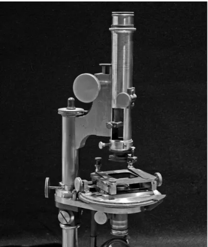 Fig.  4  :  «  Grand  »  microscope  d’Emile  Bertrand,  utilisé  par  Auguste  Michel-Lévy  et  ses successeurs à l’Ecole des mines (Musée ENSMP)