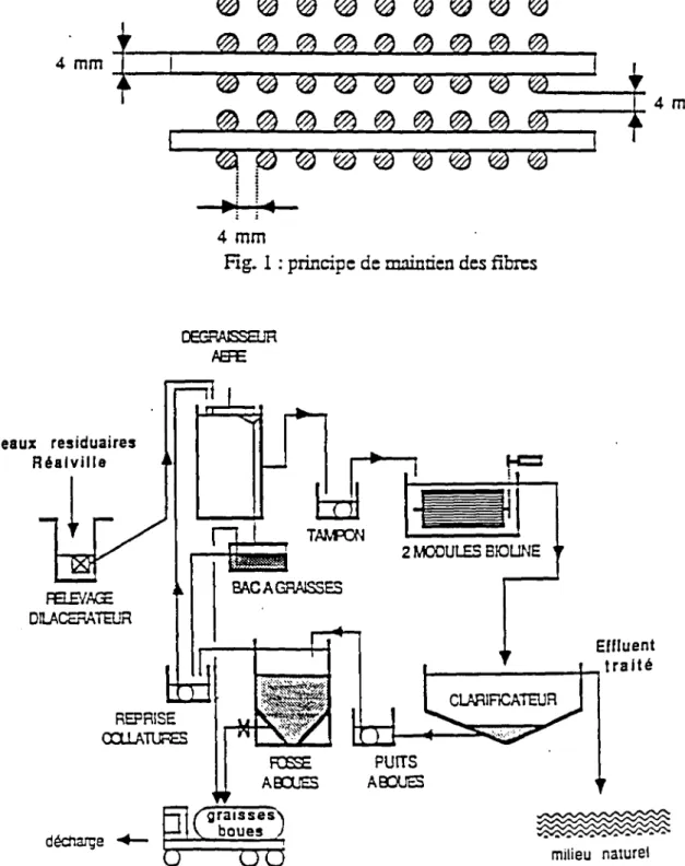 Fig. 1 : principe de maintien des fibres