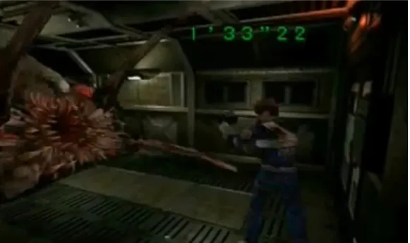 Fig. 10 La mutation finale de William Birkin avance progressivement vers Leon dans  Resident Evil 2 