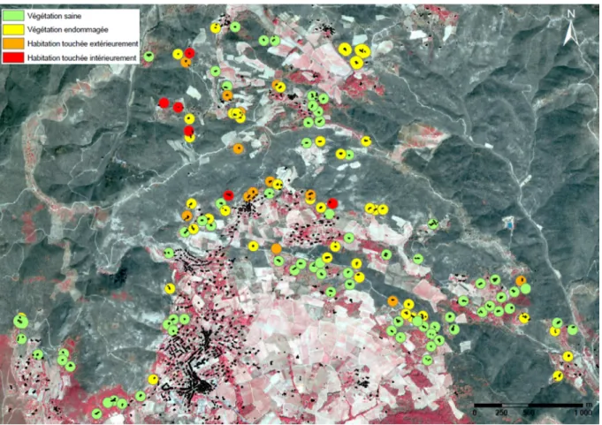 Figure 8 : Impact de l’incendie de Vidauban sur les 129 habitations du Plan-de-la-Tour concernées par  le retour d’expérience (F