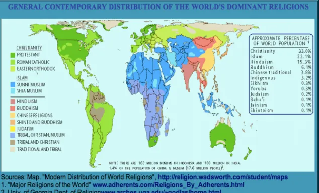 Figure 6 - Représentation qui mentionne la religion yoruba sans l’intégrer parmi les  religions du monde 