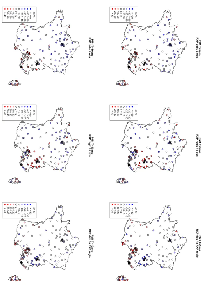 Fig. 4  Comparaison des quantiles estimés par un ajustement exponentielle et ceux estimés par 2 simulations de SHYREGloc ( Tout Local deb et  RXP deb journalisé) sur les 217 postes de calage