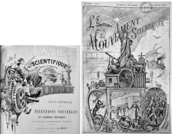 Figure 8 – À gauche : frontispice de La Vie scientifique (1895) ; à droite : 