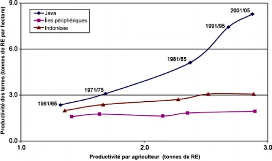 Figure VI. Productivité agricole en Indonésie de 1961 à 2005 