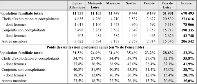 Tableau 5. Population familiale (en nombre de personnes) dans les exploitations non professionnelles (en 2000) 