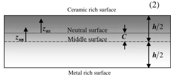 Fig. 1: The position of middle surface and neutral surface for a functionally  graded plate