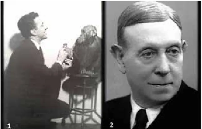Figure 1 - 1. Fulton et son chimpanzé lobotomisé. 2. Egas Moniz.