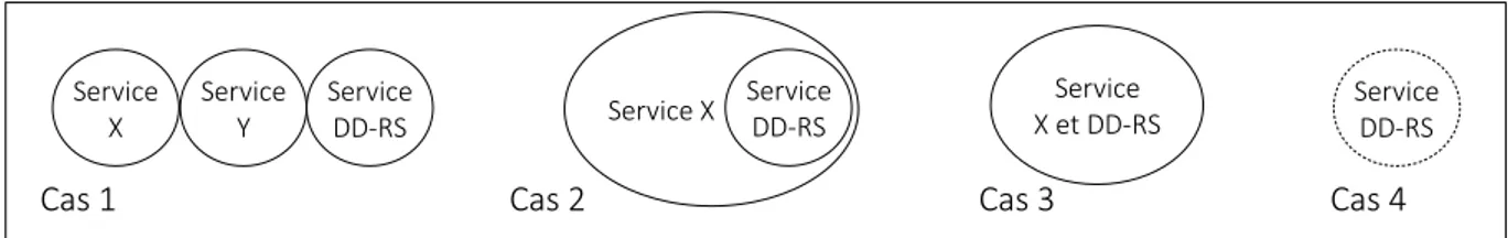 Figure 2: Les différentes modalités d'organisation des services DD-RS 