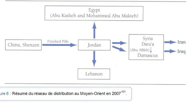 Figure 6 : Résumé du réseau de distribution au Moyen-Orient en 2007 161 . 
