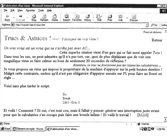 Figure 3: Script d’un virus informatique