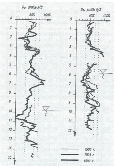 Figure 4. Profil vertical de densité  relative (Geoteko 2000) 