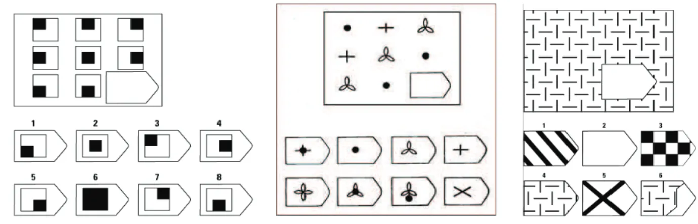 Figure 1. Exemples d’items des Matrices Progressives de Raven 