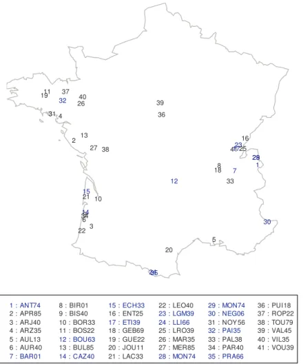 Figure 6 : Graphique de répartition géographique des plans d’eau échantillonnés. 