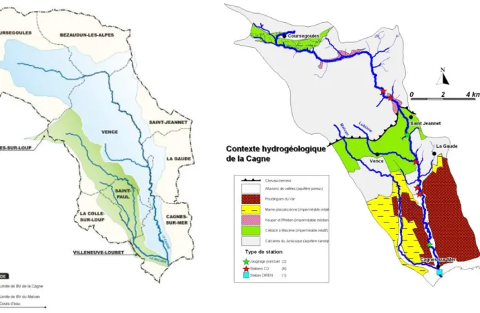 figure 1  :  Localisation du bassin versant de la Cagne  (Source: Carte du bassin versant de la Cagne - Etude 