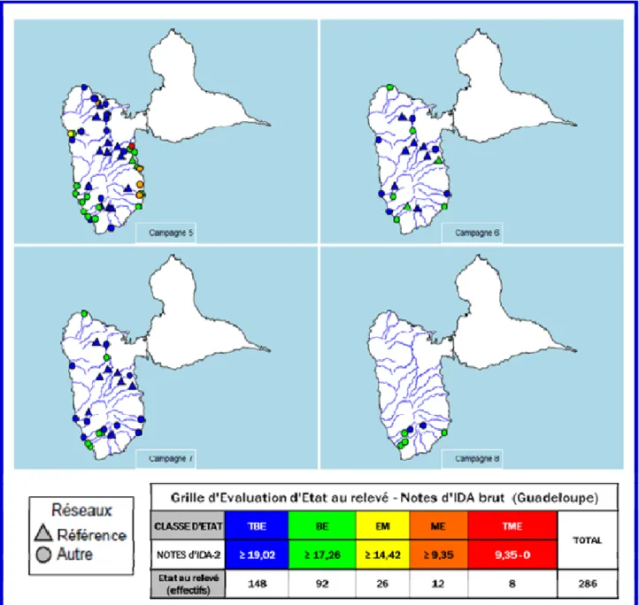 Figure 7 : Cartes d’état diatomique des sites de Guadeloupe (Campagne 5 : dernière du programme de  Recherche-Développement